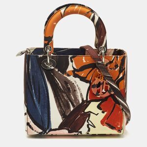 Dior Lady Dior Medium Multicolor Graffiti Satin Tote